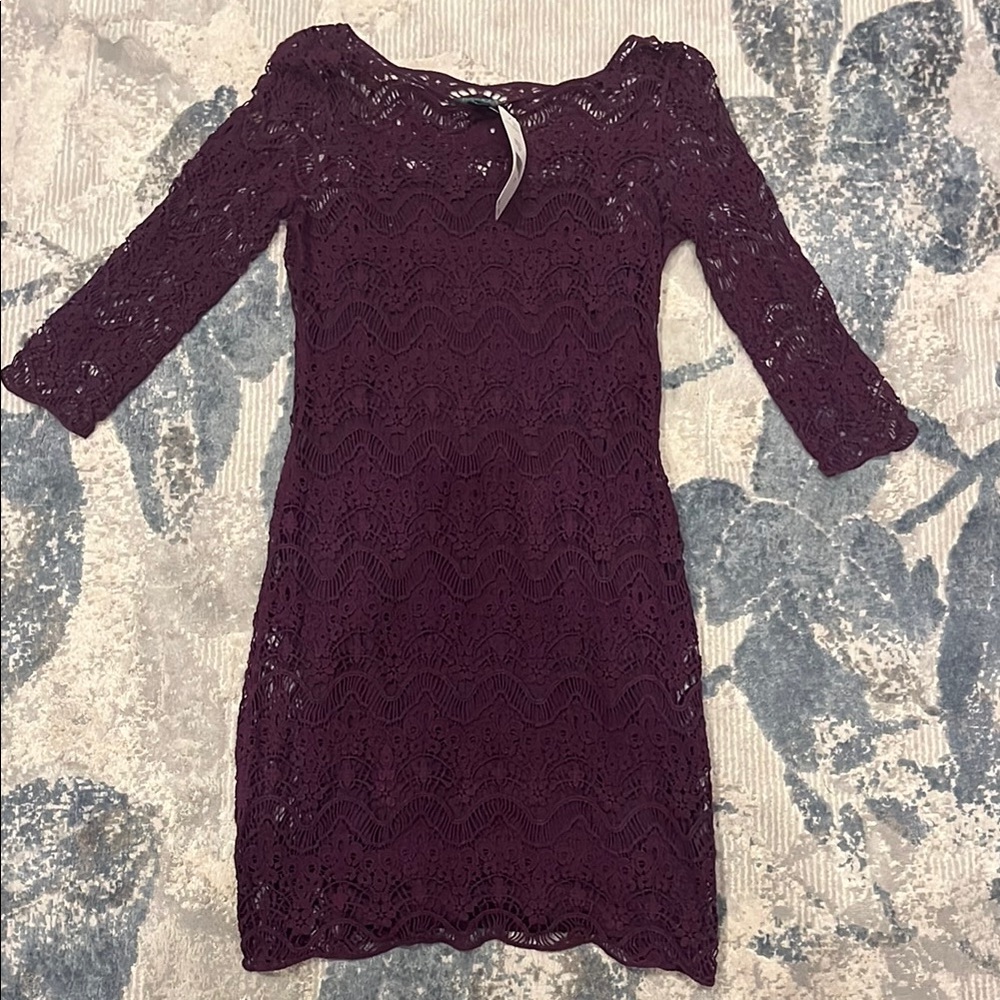 Ralph Lauren Deep Burgundy/ Purple Lace Dress